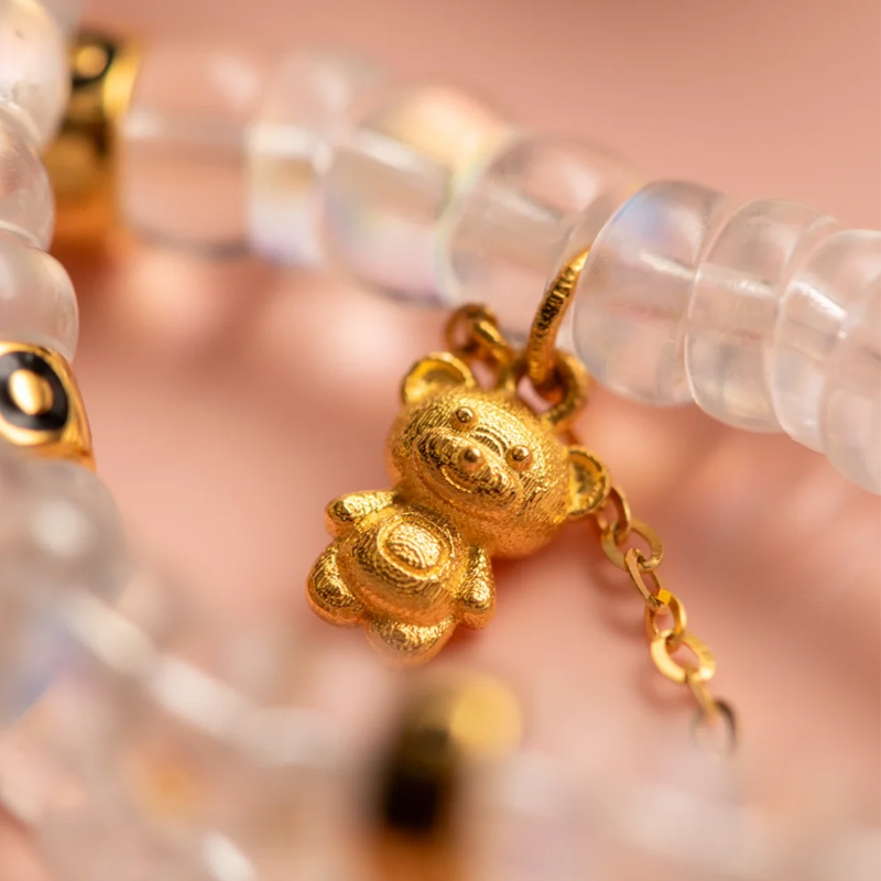 White Crystal and Gold Diamond Bracelet - 图片 6