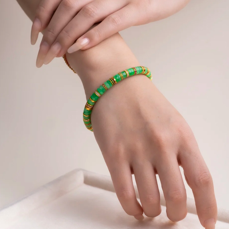Jadeite Gold Diamond Bracelet - 图片 2