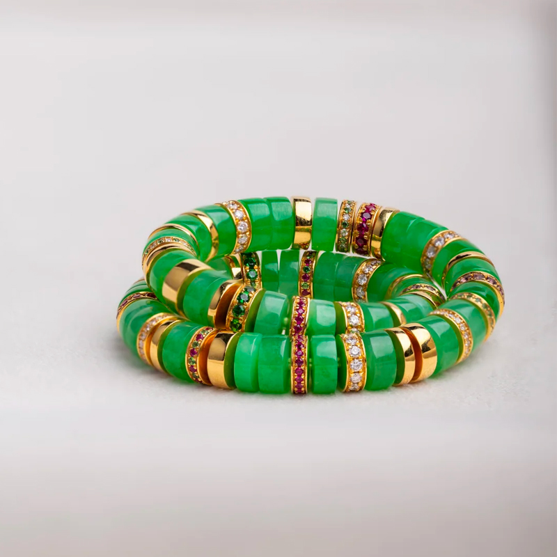 Jadeite Gold Diamond Bracelet - 图片 4