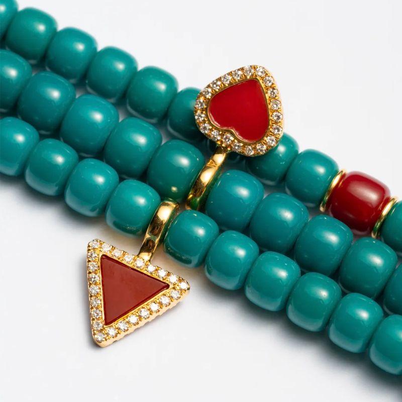 108-Bead Aged Green Oil Bead Bracelet - 图片 4